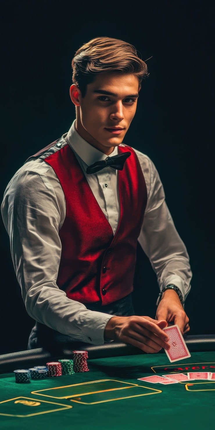 Studio kasino langsung Dream Gaming dengan dealer profesional dan peralatan broadcast multi-kamera